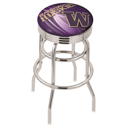 Holland Bar Stool Co 30" Chrome 2-Ring Washington Swivel Bar Stool, Accent Ring L7C3C30WashUn-D2